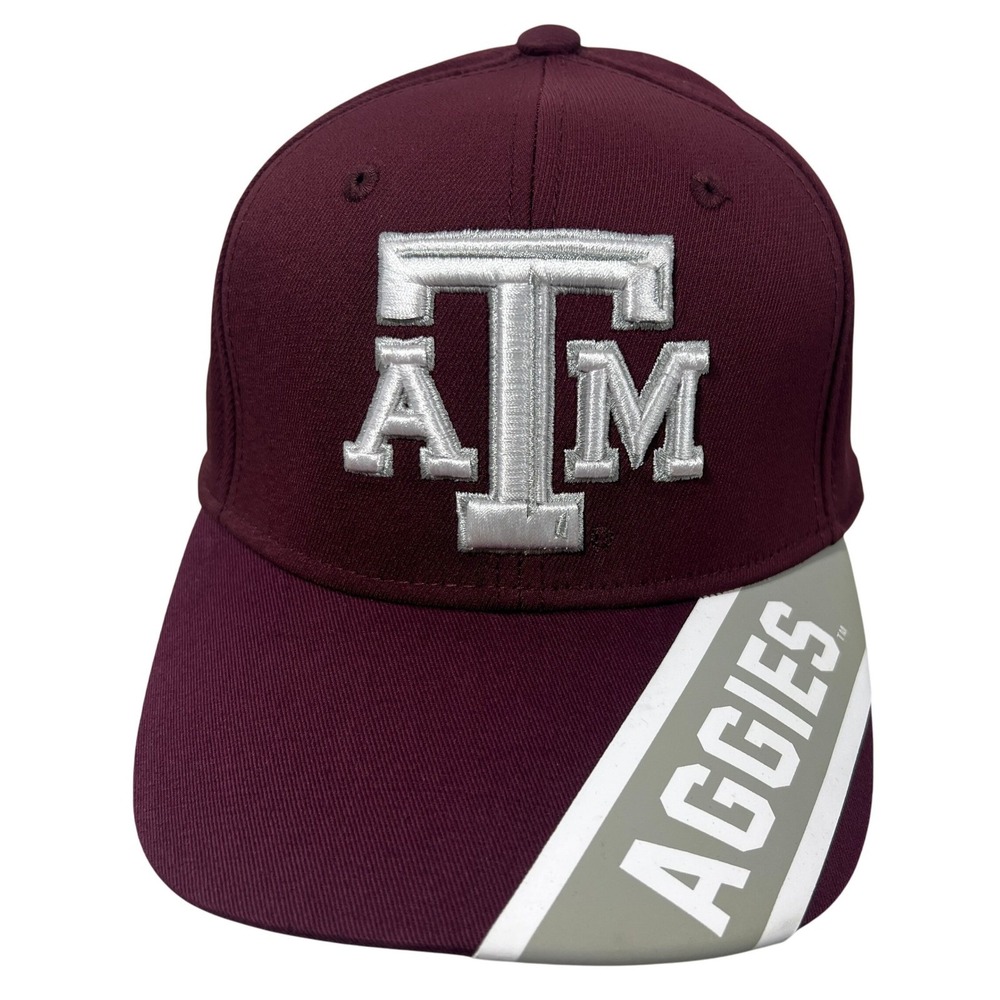 Adidas Texas A&M Aggies Maroon Structured Flex Fit Hat S/M ATM Logo Cap